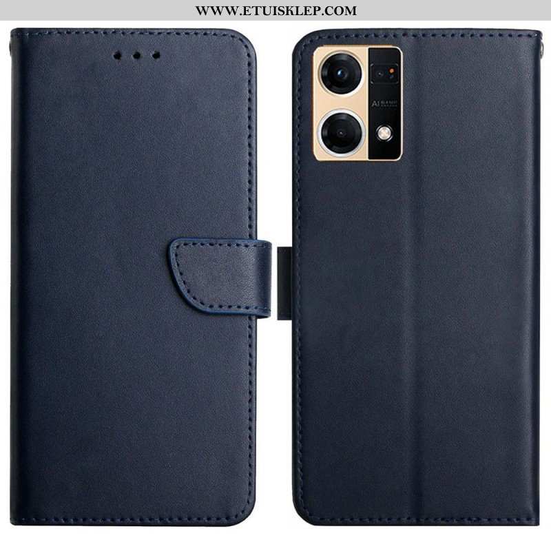 Etui Folio do Oppo Reno 7 Prawdziwa Skóra Nappa